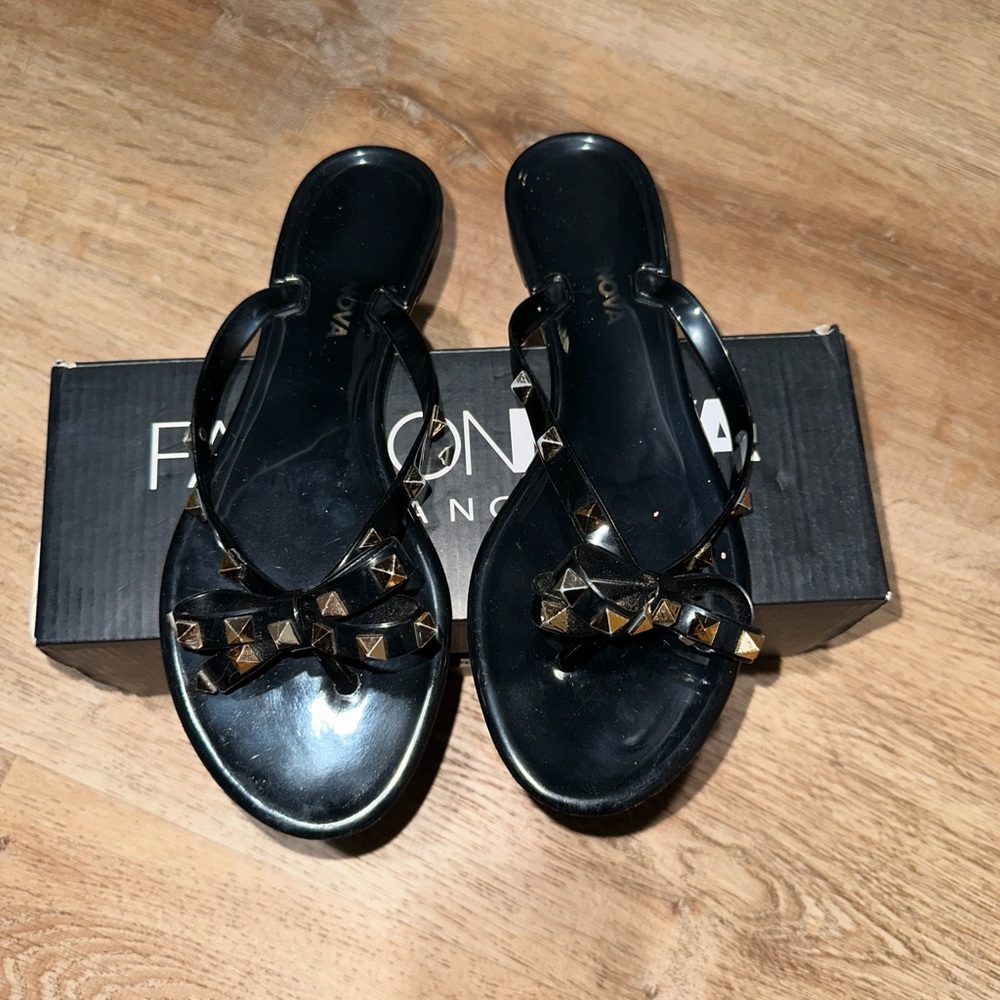 Black Studded Sandals